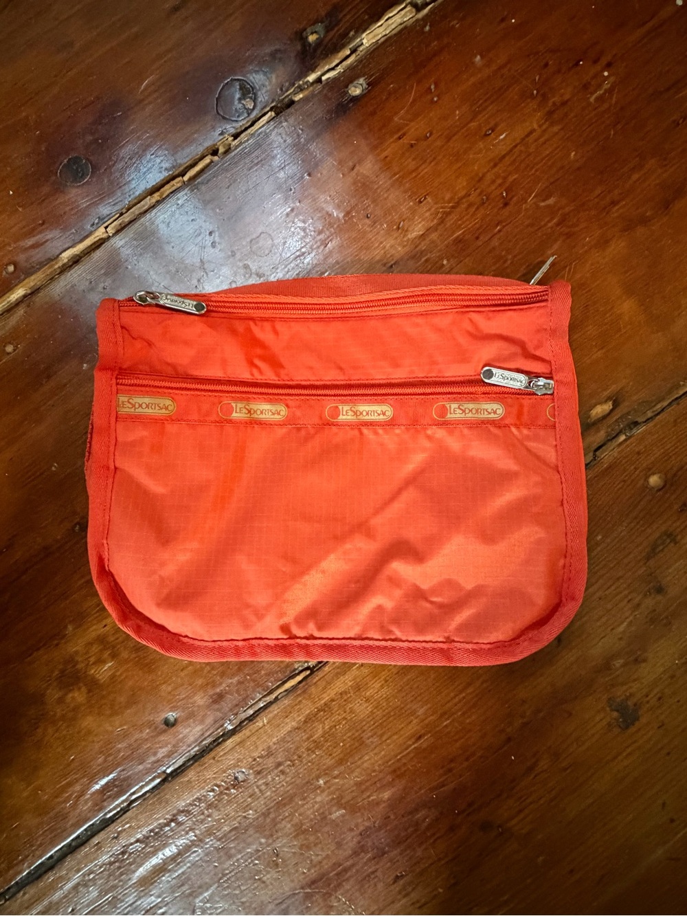 Lesportsac Bright Orange Nylon Pouch with Front Zip